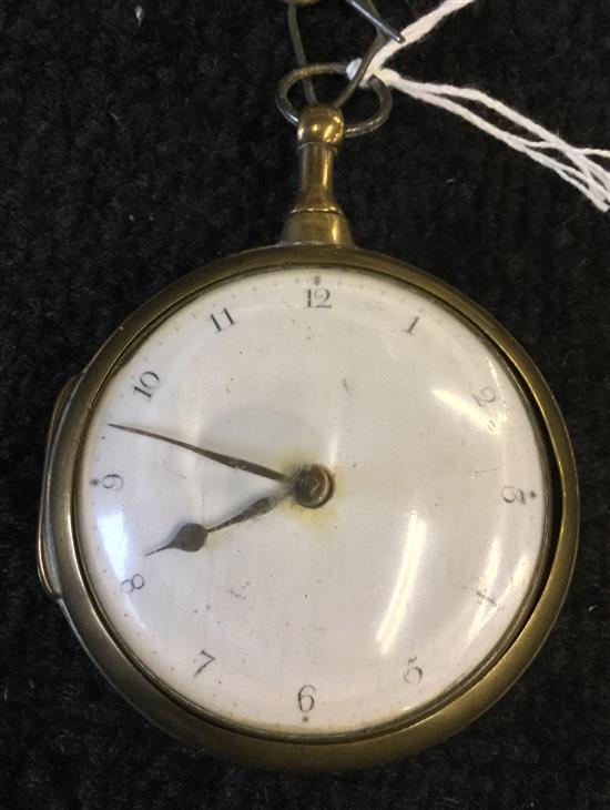 George III pinchbeck pair cased pocket watch, George Duke, London